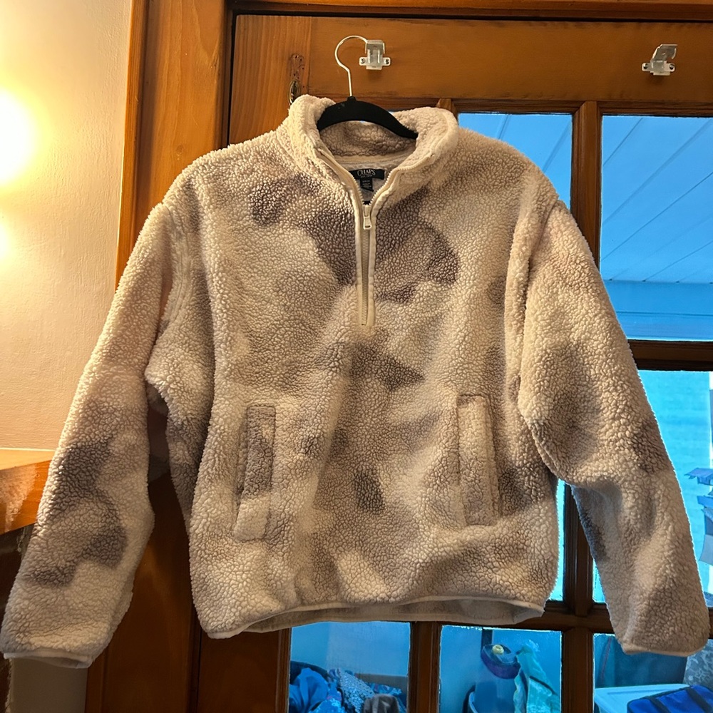 Chaps Cream Sherpa Fleece Jacket Womens Small Petite